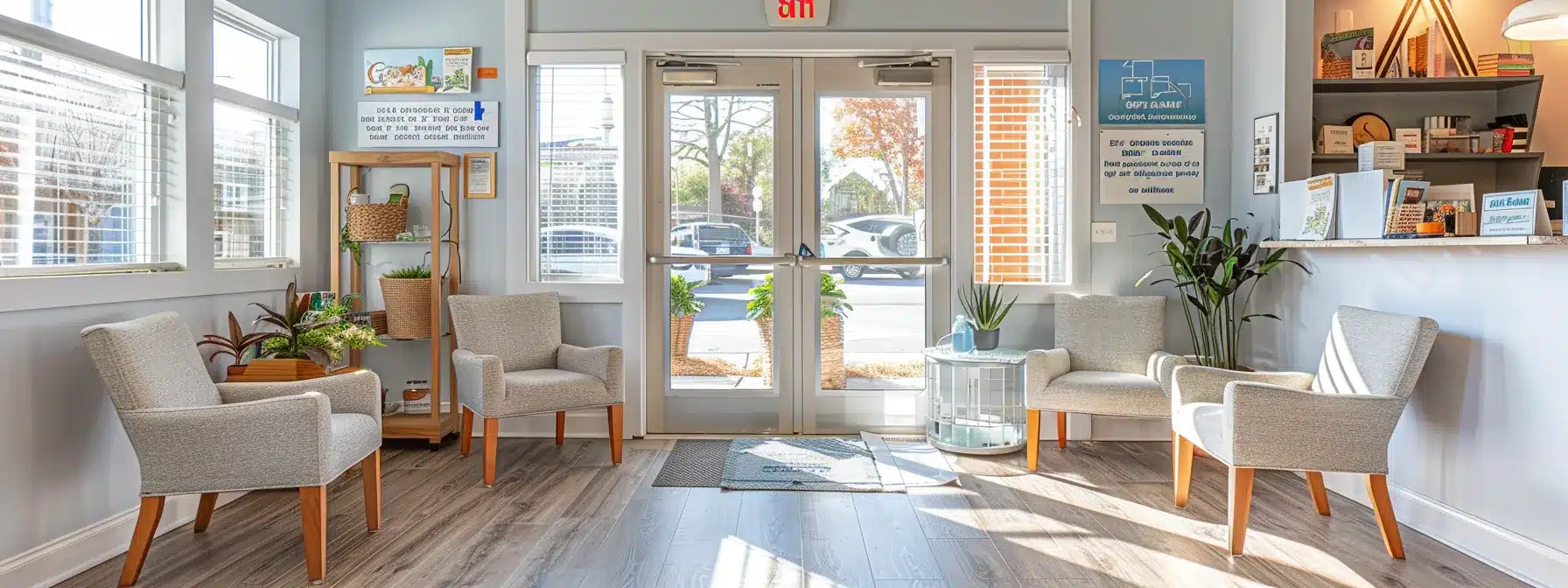 a welcoming therapy office with a prominent google my business sign displayed in the window, attracting potential clients seeking accurate service information and engagement opportunities.