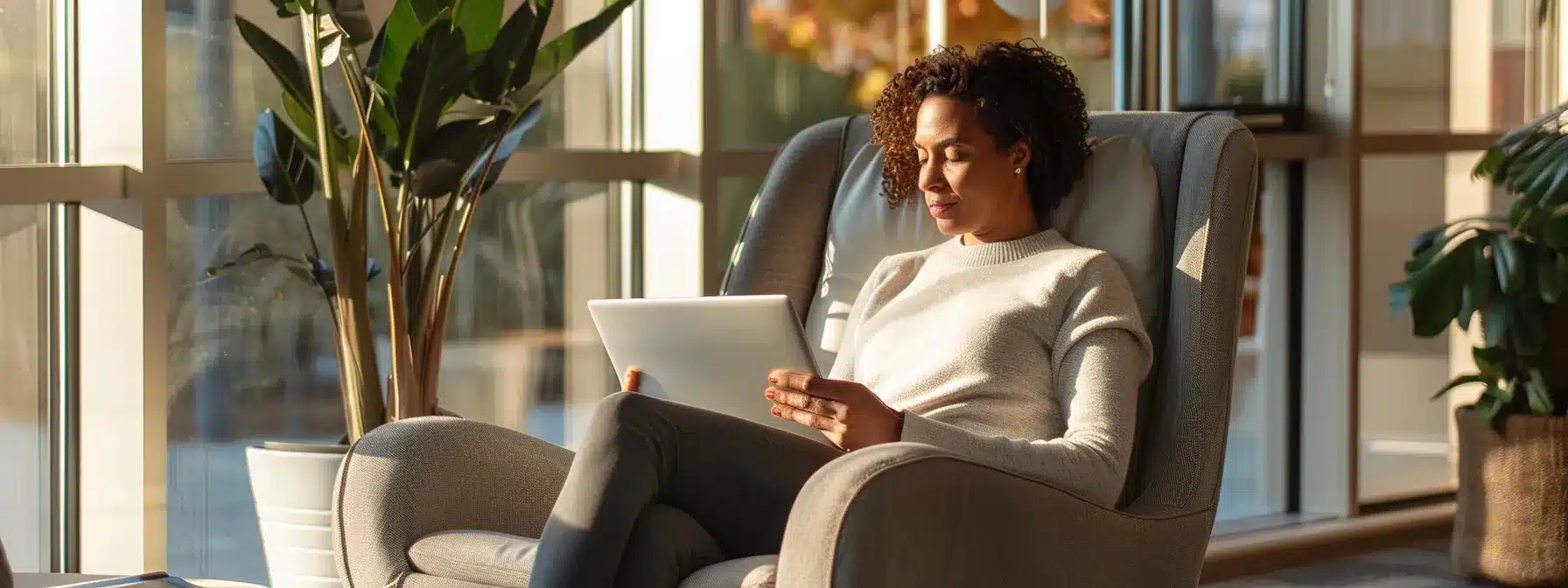 a therapist confidently navigating the google business profile manager, ensuring accurate representation of their mental health services with a focus on confidentiality and verification.