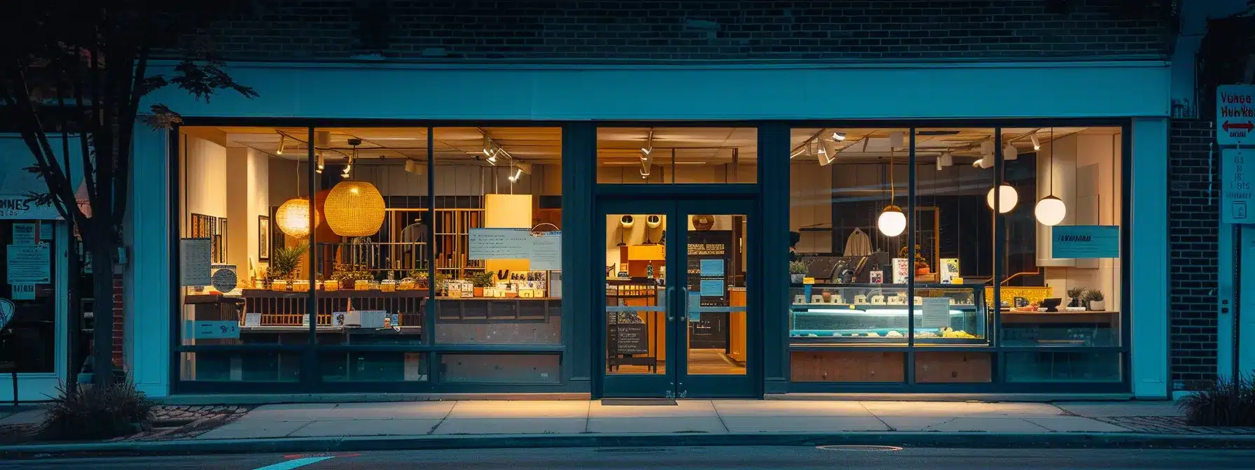 a busy storefront with updated contact information, engaging business description, and professional photos displayed in the window.