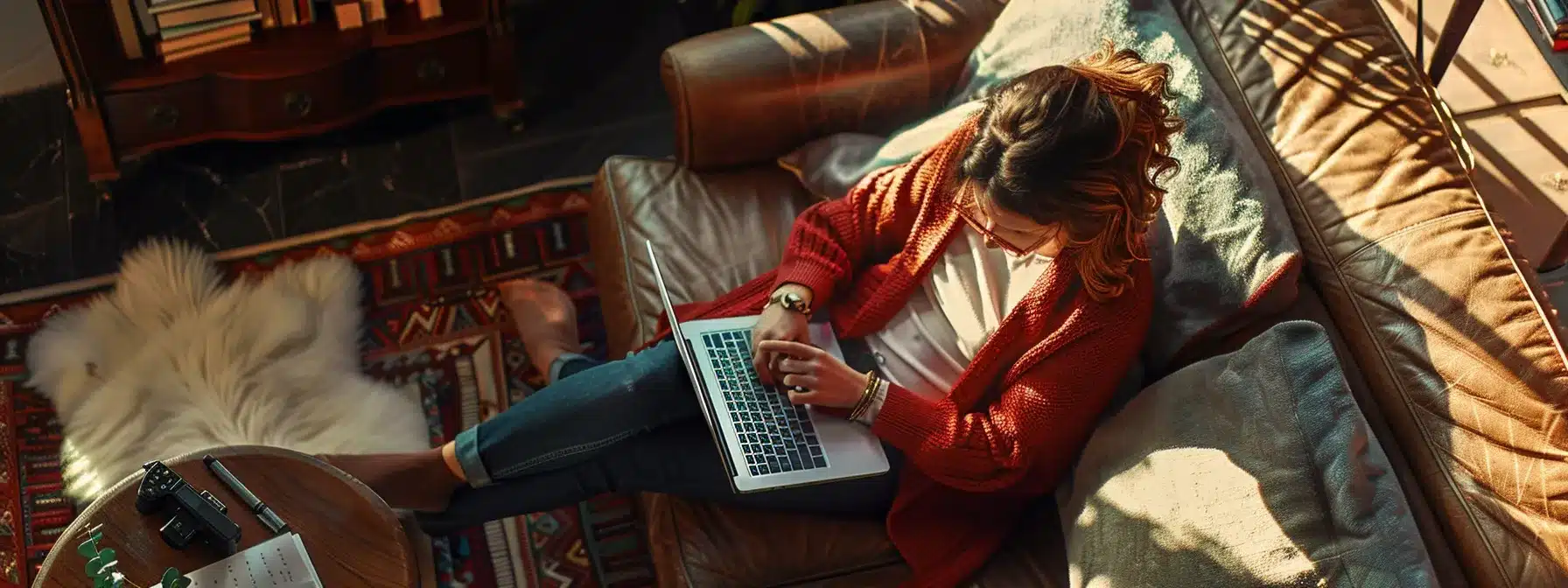 a therapist updating their google my business profile with a laptop surrounded by local therapy and health directories, emphasizing the importance of online presence.