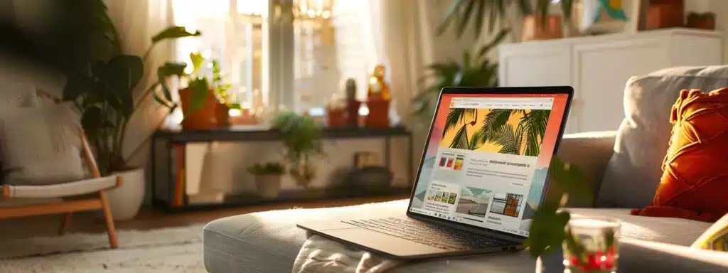 a laptop displaying a therapy website with vibrant colors and clear, engaging content.